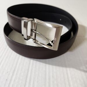 Cremieux Belt Genuine Full Grain Cowhide Leather Men's Square Buckle Brown SZ 40